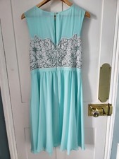 Spotlight by Warehouse Aqua/Mint Colour Sequin Embellished Dress - Size 16