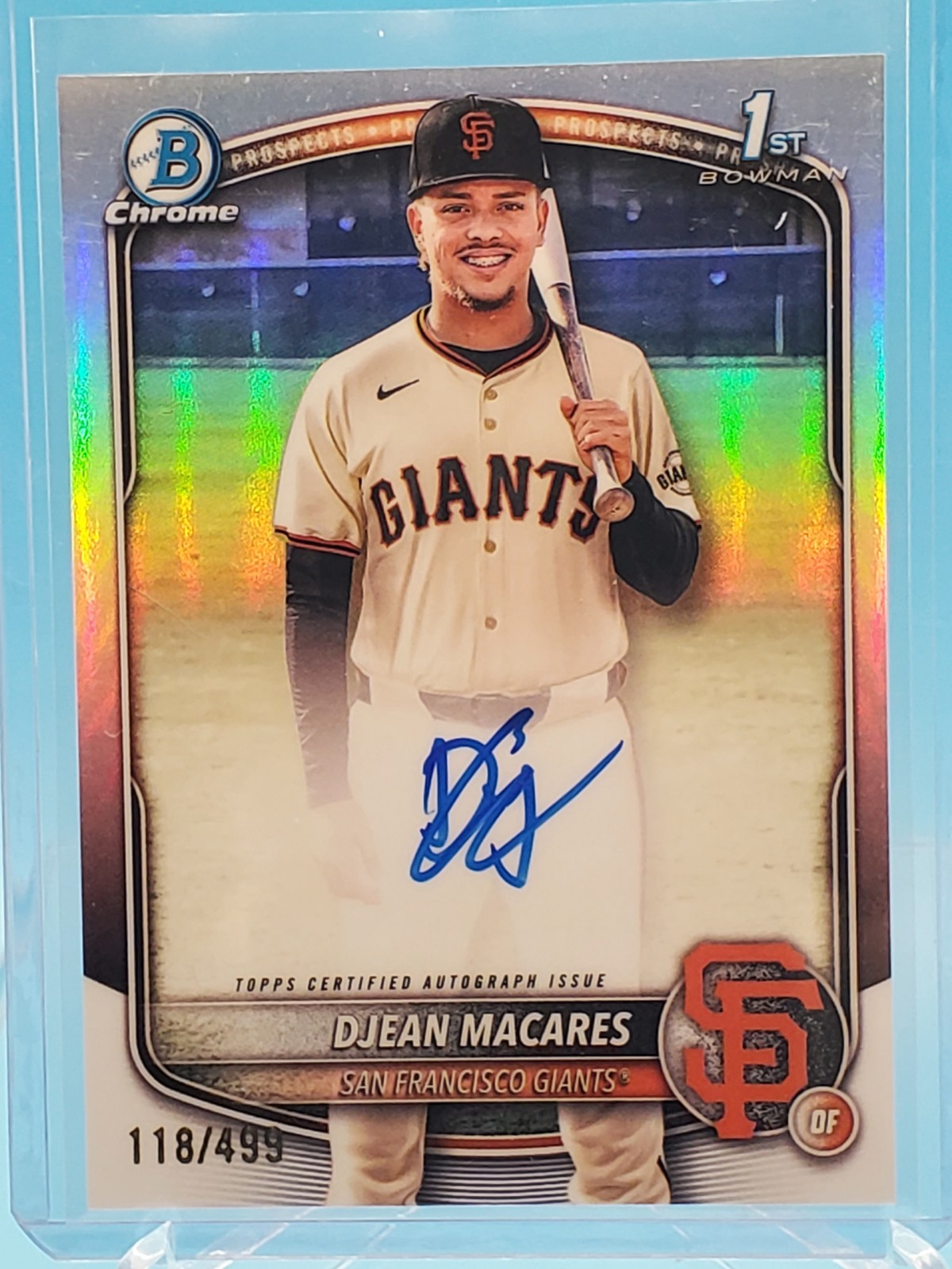 2025 Bowman Chrome Djean Macares Auto Refractor /499 1st bowman Giants