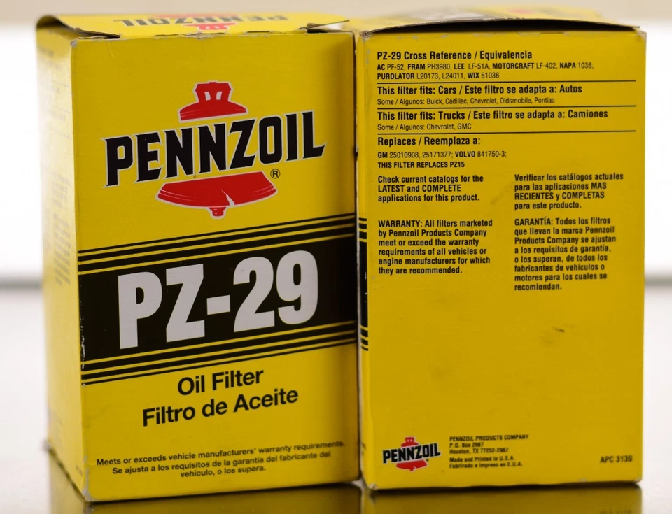 Filtro de aceite Pennzoil PZ-29 NUEVO EN CAJA (LOTE DE 2) Foto 2 de 3