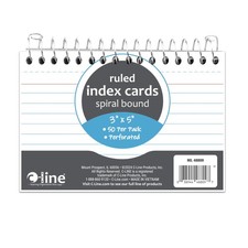 Spiral Bound Index Card Notebook 3x5 Ruled White Cards 50 Pack