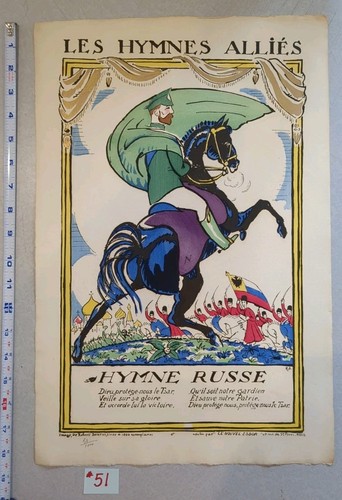 LES HYMNES ALLIES Print Russian Russe Watermarked Robert Bonfils Military