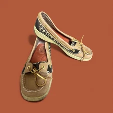 Sperry Top Sider Angelfish Boat Shoes Animal Print Leather Loafers Women’sSz 8.5