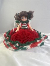 Christmas Doll Decor Vintage Handmade Knit Crochet Movable Arms Tree Topper