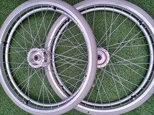 Invacare Action Wheelchair Wheels 24 X 1 3/8  With Brake Hubs  PAIR solids