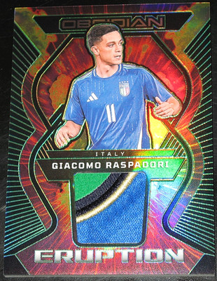 2023-24 Obsidian Giacomo Raspadori Eruption Etch GREEN # 1/5 Italy Patch Relic