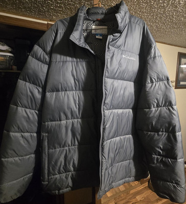 Columbia Men's XXL Gray Puffer Winter Jacket Full Zip Ski Polyester Long Sleeve