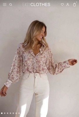 Easy clothes-Beige and Pink Nara Shirt  M/L