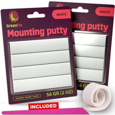 2 Pack Adhesive Putty 2Oz - White Mounting Putty Removable - Sticky Tack for ...