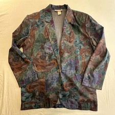 Vintage Allison Tracy Floral Tapestry Blazer Medium Single Button Jacket