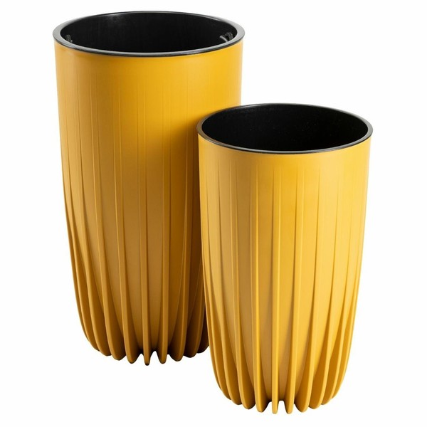 Howhomely Blumentopf ÜBertopf PflanzküBel Pflanzgefäß 2Er Set Gelb Pflanztopf-image