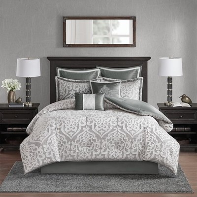 Odette Cozy Comforter Set Jacquard Damask Medallion Design Modern All Season
