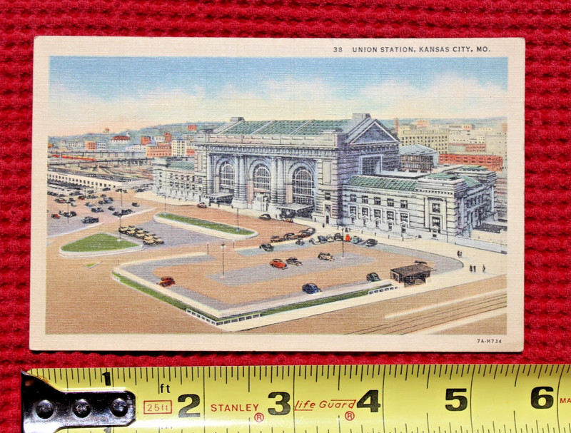 Early Union Station Railroad Kansas City Missouri Train Post Card 1 Cent Stamp
