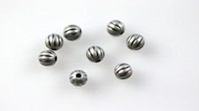 100 Antique Silver Plated Round Melon Beads 4MM