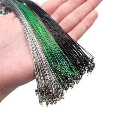 20PCS Anti Bite Steel Fishing Line Steel Wire Leader Swivel Lead Leash 15CM-40CM