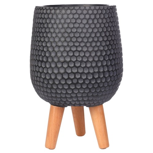 IDEALIST Honeycomb Style Stone Planter with Legs, Round Indoor Plant Pot Stand - Picture 1 of 30