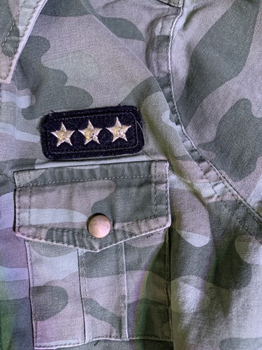 Justice Girls Camouflage Drawstring Waist Patch Button Down Jacket Size 8/10 EUC - Picture 4 of 10