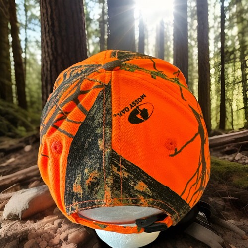 Mossy Oak WOW Flex Strap Orange Camouflage Cap Hat Hunting Hiking Fishing - Picture 3 of 9