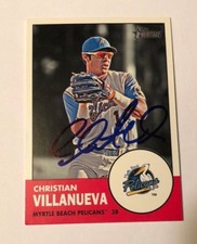 CHRISTIAN VILLANUEVA SIGNED 2012 TOPPS HERITAGE MINORS ROOKIE CARD AUTO 