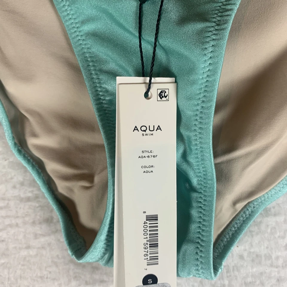 Parte inferior de bikini acanalada Aqua Swim para mujer pequeña Aqua poliéster elástico regular S9806 Foto 2 de 4