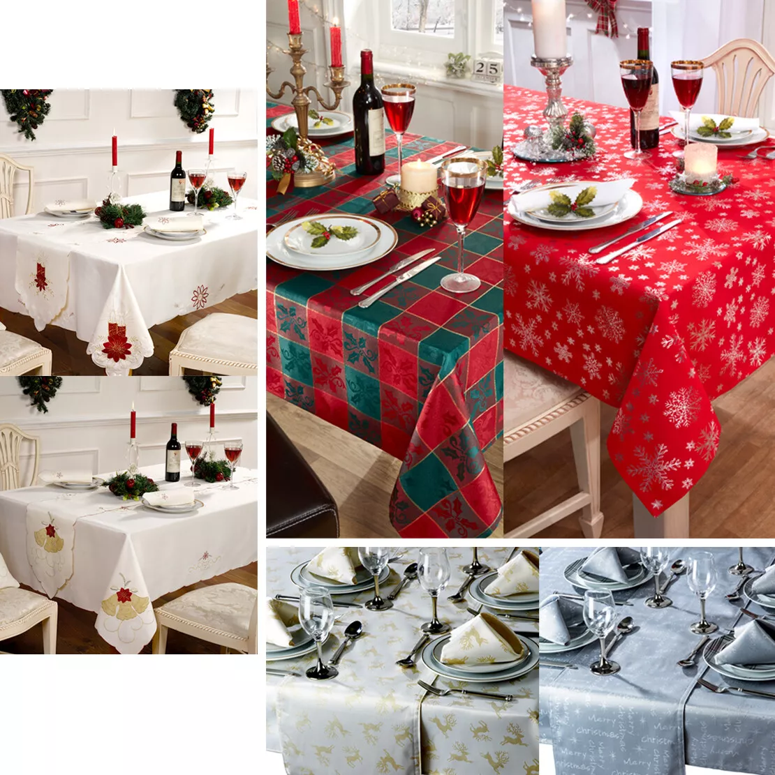 Xmas Christmas Luxury Embroidered Tablecloth and accessories