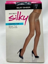 Secret Silky Control Top Pantyhose / SHEER TOE / JET BLACK - SIZE C / 10407