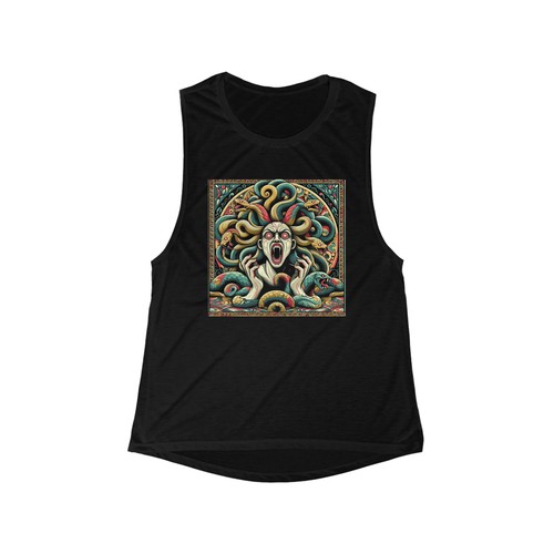 Women's Medusa Flowy Scoop Muscle Tank workout gym shirt Medusa tattoo snakes - Picture 2 of 3