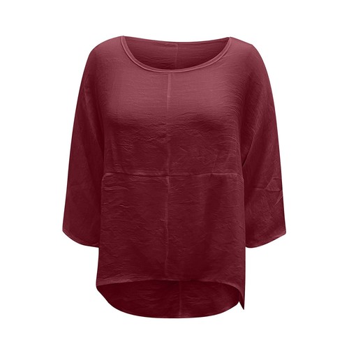 Women's Casual Solid Color Loose Cotton Linen Medium Sleeve Large Size Tops - Bild 14 von 27