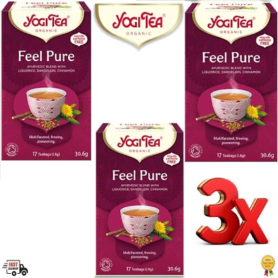 Yogi Tea Organic Feel Pure Ayurvedic Organic Spice Mix Tea 3 x Pack (51 Teabags)