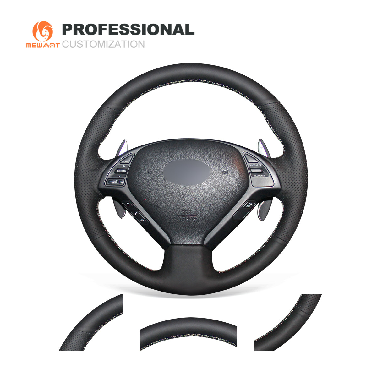 Black Real Leather Steering Wheel Cover for Infiniti G25 G37 QX50 EX35 EX37 N15 eBay