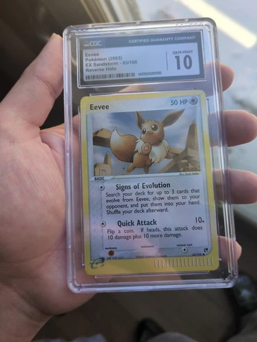 CGC 10 Eevee EX Sandstorm 63/100 Reverse Holo Pokemon Card 2003