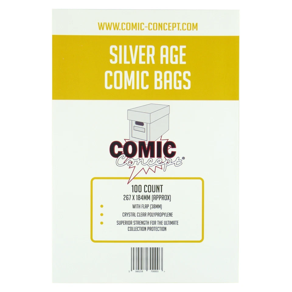 Comic Concept Polypropylene Comic Bags -- SILVER Age Size -- Great Value!!