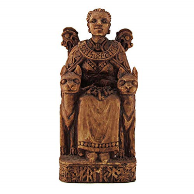 Dryad-Design-Seated-Norse-Goddess-Freya-Statue-Wood-Finish