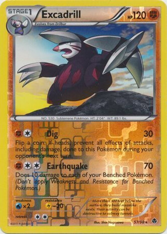 Pokemon - Excadrill - 57/98 - Rare - Reverse Holo - Emerging Powers - NM