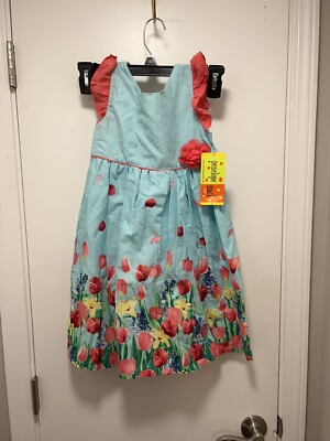 Baby girls Penelope Mack Size 6  dress Flowers Set Pink blue