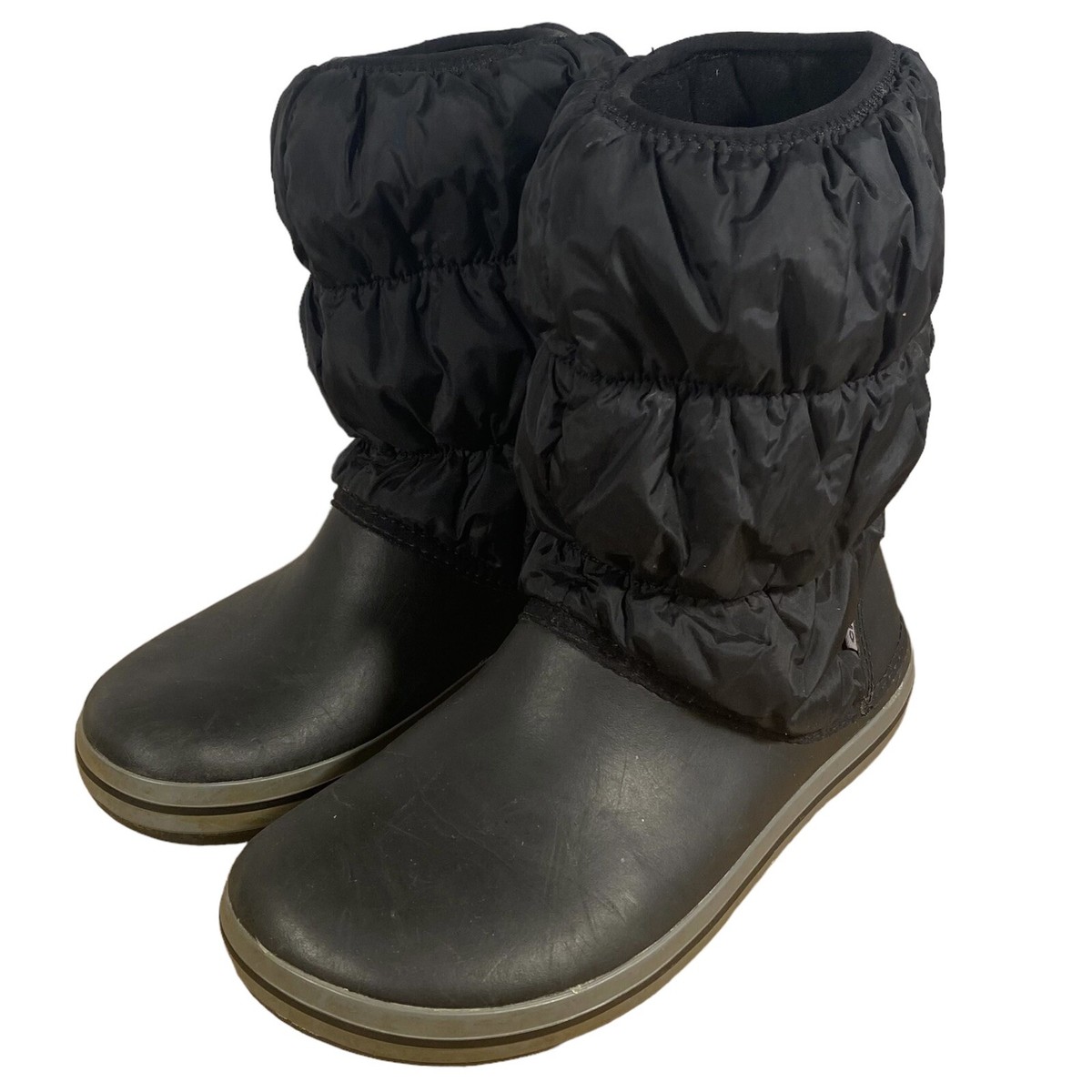 Crocs Women's Black Rubber Puff Boot Outdoor Winter Snow Puffer