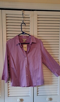 Banana Republic women's periwinkle button front 3/4 Sleeve fitted top