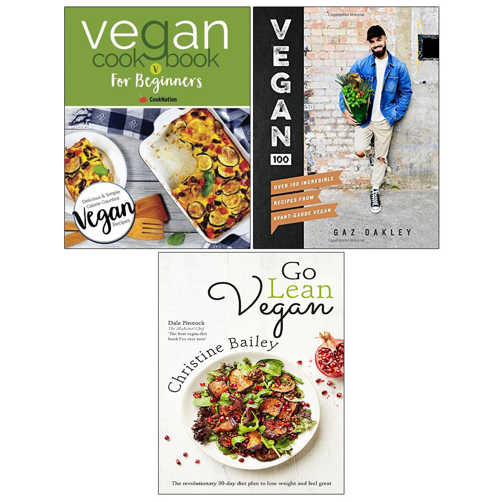 Go lean vegan, vegan 100 & vegan cookbook  beginners 3 Books Collection Set NEW