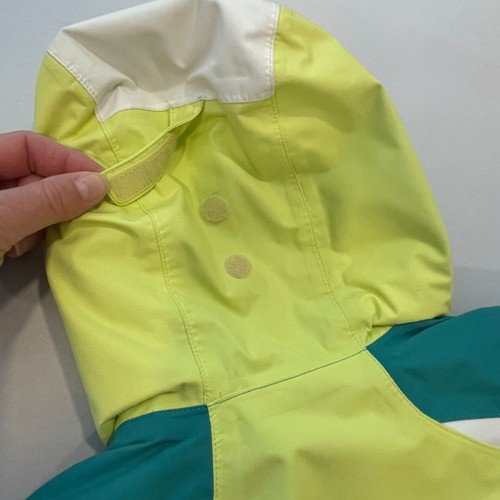 ~ REI Girls XS Snow Winter Coat* Hood Teal Aqua Yellow Chartreuse Zip Adjustable - Picture 4 of 14