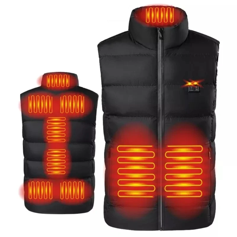 9 Areas Heated Vest Jacket USB Men Winter Electrically Heated Thermal Waistcoat