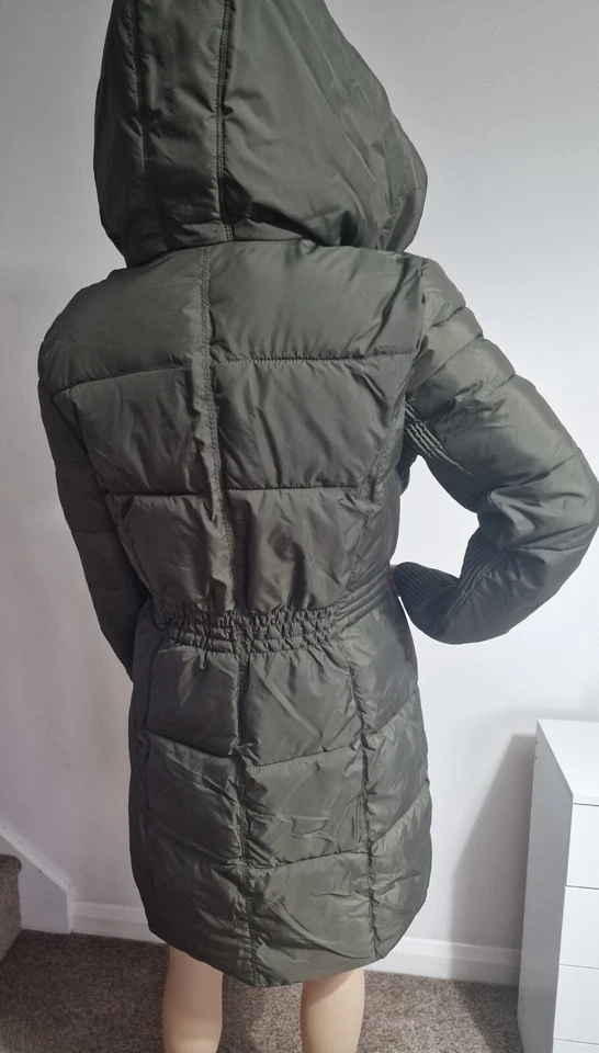 BCBGeneration Puffer Coat Women’s M • Mid Length • Hooded Zip Jacket • Olive Gre - Image 4 of 4