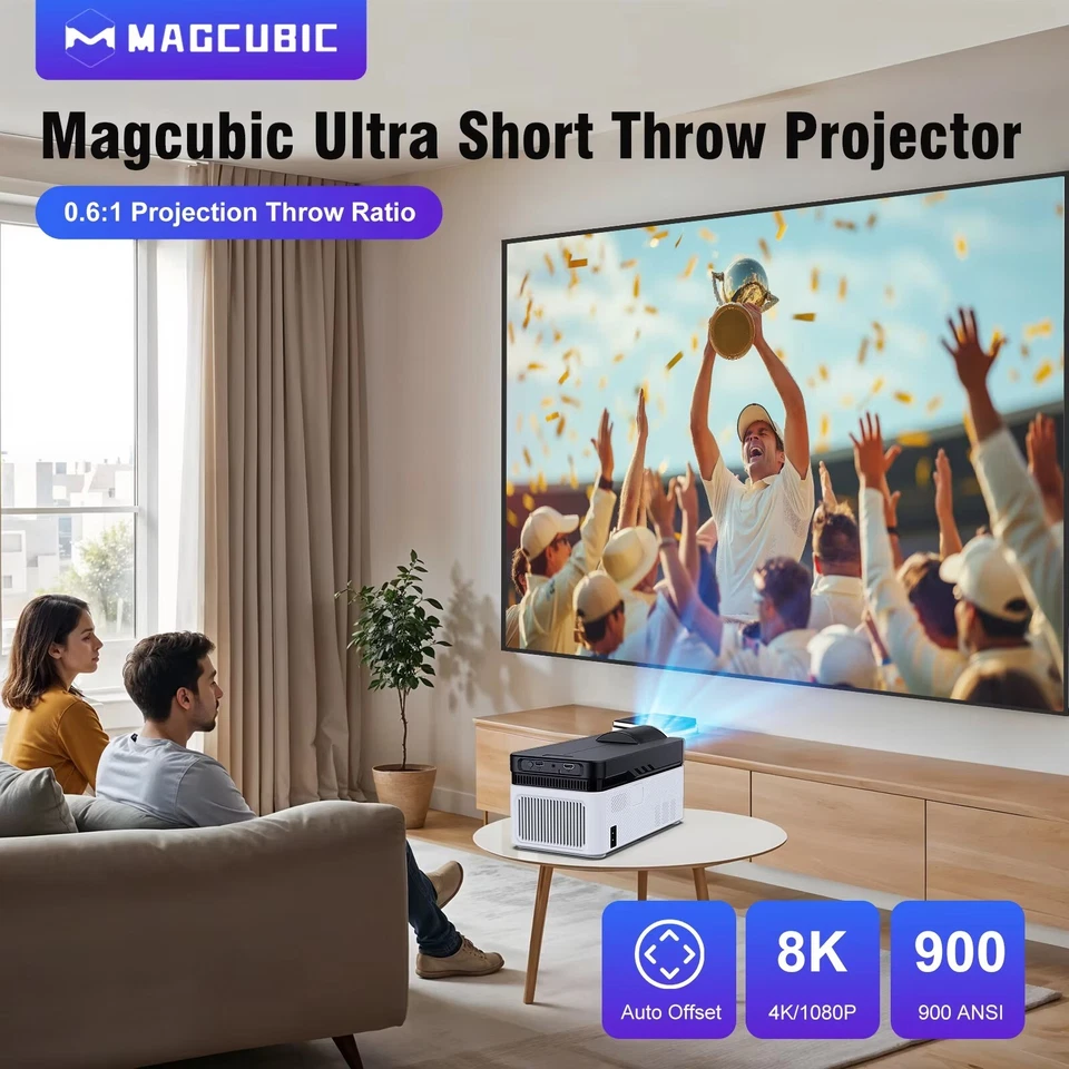 HY450 Projector Ultra Short Throw Auto Offset 1080P 8K Electronic Focus Voice - Image 4 of 4