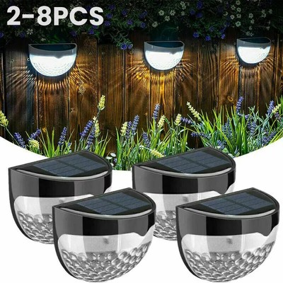 2-8PCS Solar Powered LED Wall Lights Door Fence Light Outdoor Garden Lamp Light