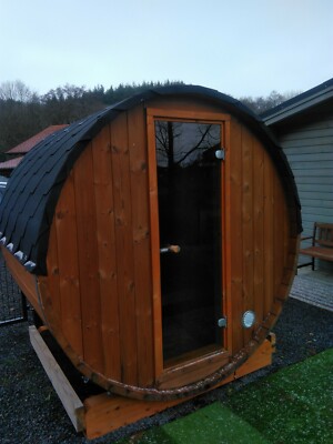 VERFÜGBAR Thermoholz Terrassensauna 160 cm Fasssauna Saunafass Holz Gartensauna