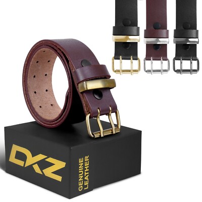 HERREN LEDERGÜRTEL Doppelloch (100 % ECHT) schwarz/braun 30'''' bis 72'''' Taillengrößen
