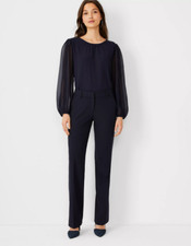 NEW ANN TAYLOR 119 BLACK CLASSIC FIT SEASONLESS STRETCH TROUSER PANTS SZ 6T