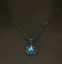 Lotus Flower Necklace Glow in the Dark Luminous Jewelry Gifts, Pretty, Spiritual
