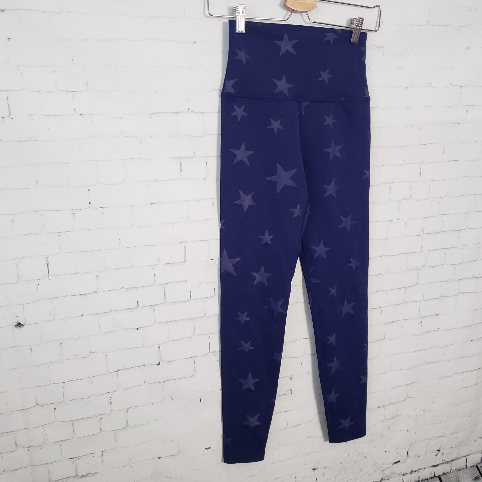 Star Cycle Leggings Size Small Dark Blue Star Print High Waisted Ankle Length