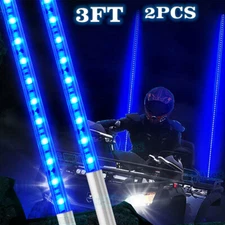 2 Pack Led Whip Lights Lighted Whips for UTV Blue Color Led  Antenna 3ft Optic