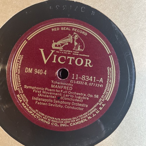 12" 78 RPM Set (7) Fabien Sevitzky-Tchaikovsky's Manfred Symphony/Victor DM940 - Picture 8 of 18