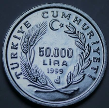 Turkey FAO 50,000 Lira, 1999 Gem Unc~Ancient Vinter~Only Year Ever~Free Ship